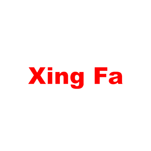 Logotipo de Xing Fa con texto en color rojo sobre fondo transparente.