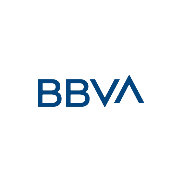 Logo de BBVA con letras mayusculas azules