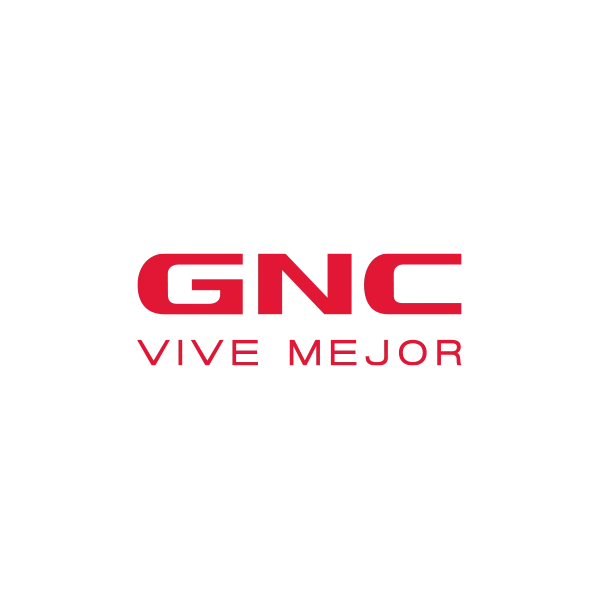 Logotipo de GNC con las letras 'GNC' en color rojo y el eslogan 'Vive Mejor' en mayúsculas debajo, también en rojo