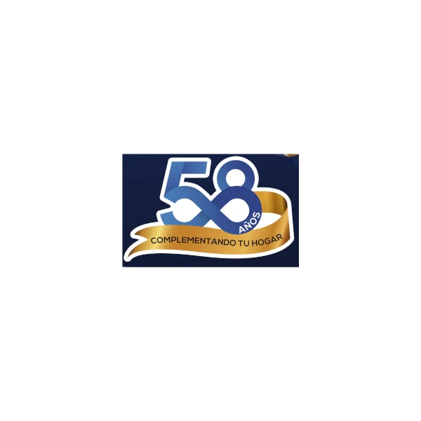 Icono con un número "58" estilizado en color azul y dorado, acompañado del mensaje "Complementando tu hogar". Representa una trayectoria de experiencia y confianza en el mercado.